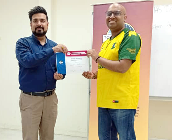 Nabeel Tirmazi receiving Special Recognition from YMCA KL TMC President at 150th Meeting